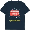 Online Personalised Custom Text - Organic Cotton Adults Unisex T-Shirt - London Doodles - Red Bus Clothing | London Gifts