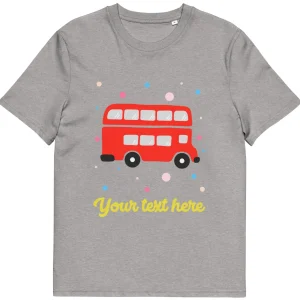 Online Personalised Custom Text - Organic Cotton Adults Unisex T-Shirt - London Doodles - Red Bus Clothing | London Gifts