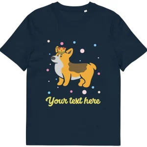 New Personalised Custom Text - Organic Cotton Adults Unisex T-Shirt - London Doodles - Royal Corgi Clothing | London Gifts