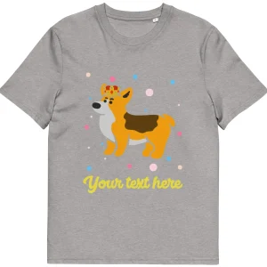 New Personalised Custom Text - Organic Cotton Adults Unisex T-Shirt - London Doodles - Royal Corgi Clothing | London Gifts