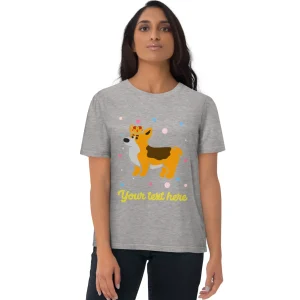 New Personalised Custom Text - Organic Cotton Adults Unisex T-Shirt - London Doodles - Royal Corgi Clothing | London Gifts