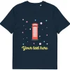 Flash Sale Personalised Custom Text - Organic Cotton Adults Unisex T-Shirt - London Doodles - Telephone Box Clothing | London Gifts