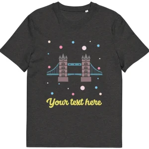 New Personalised Custom Text - Organic Cotton Adults Unisex T-Shirt - London Doodles - Tower Bridge Clothing | Tower Bridge Gifts