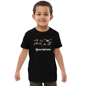 Flash Sale Personalised Custom Text - Organic Cotton Kids T-Shirt - London Doodles Kids Clothing | Children & Baby Clothing