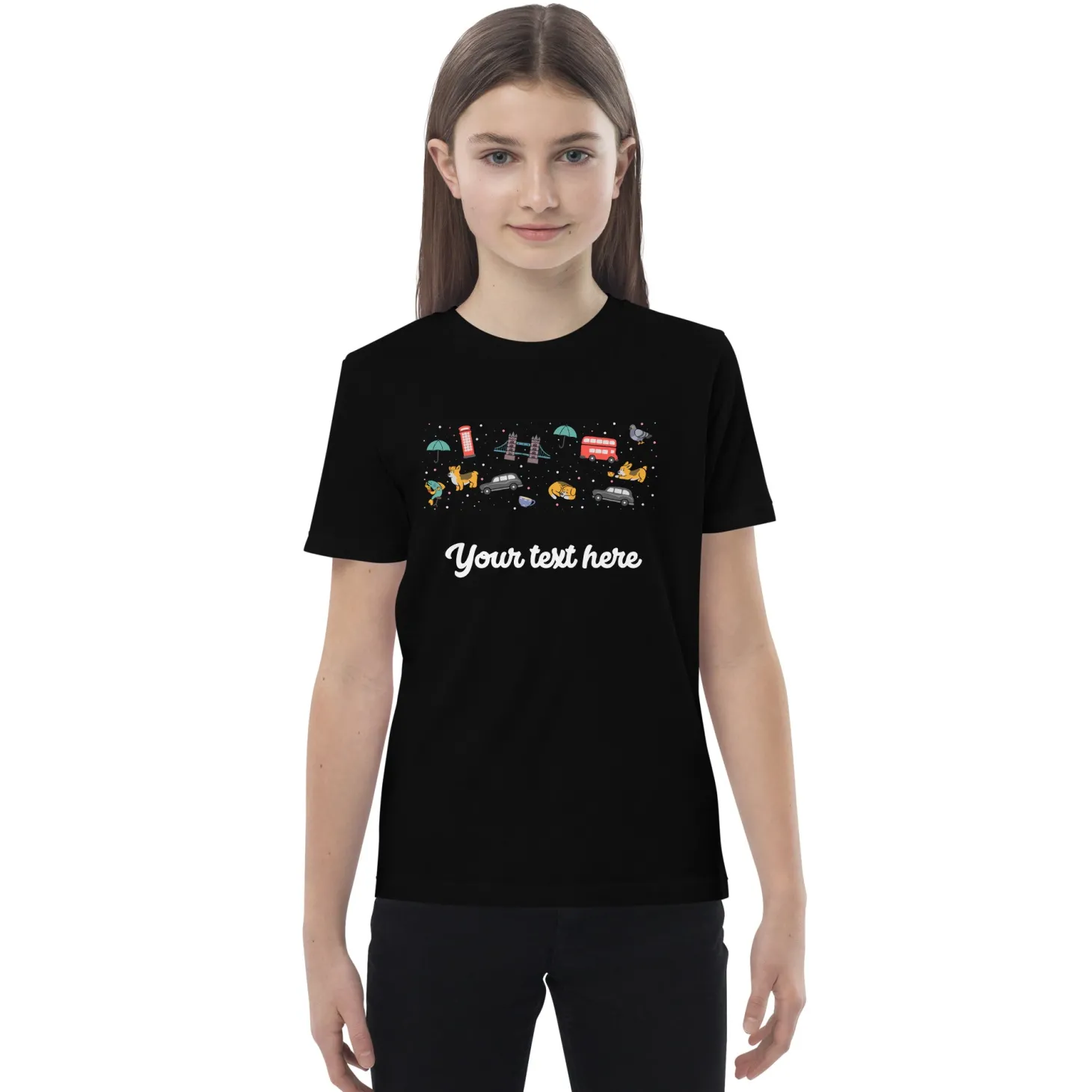 personalised_custom_text__organic_cotton_kids_tshirt__london_doodles_2.webp Flash Sale Personalised Custom Text - Organic Cotton Kids T-Shirt - London Doodles Kids Clothing | Children & Baby Clothing
