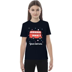 New Personalised Custom Text - Organic Cotton Kids T-Shirt - London Doodles - Red Bus Kids Clothing | Children & Baby Clothing
