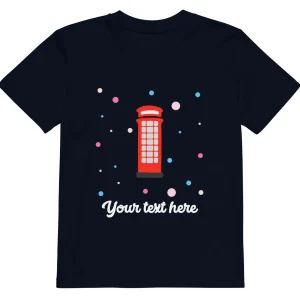 New Personalised Custom Text - Organic Cotton Kids T-Shirt - London Doodles - Telephone Box Kids Clothing | Children & Baby Clothing
