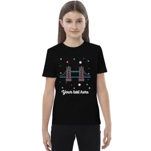Cheap Personalised Custom Text - Organic Cotton Kids T-Shirt - London Doodles - Tower Bridge Kids Clothing | Children & Baby Clothing