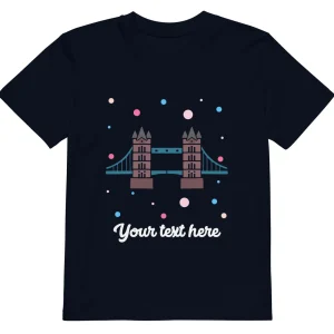 Cheap Personalised Custom Text - Organic Cotton Kids T-Shirt - London Doodles - Tower Bridge Kids Clothing | Children & Baby Clothing
