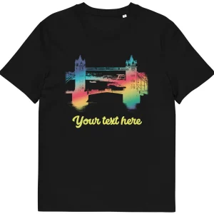 Online Personalised Custom Text - Tower Bridge Rainbow - Organic Cotton T-Shirt Clothing | Tower Bridge Gifts