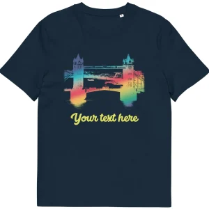 Online Personalised Custom Text - Tower Bridge Rainbow - Organic Cotton T-Shirt Clothing | Tower Bridge Gifts