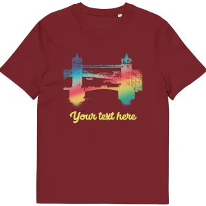 Online Personalised Custom Text - Tower Bridge Rainbow - Organic Cotton T-Shirt Clothing | Tower Bridge Gifts