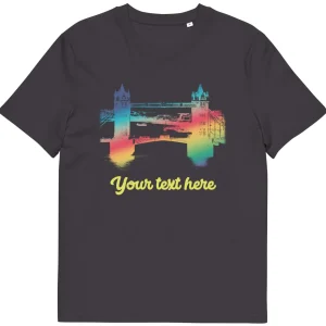 Online Personalised Custom Text - Tower Bridge Rainbow - Organic Cotton T-Shirt Clothing | Tower Bridge Gifts