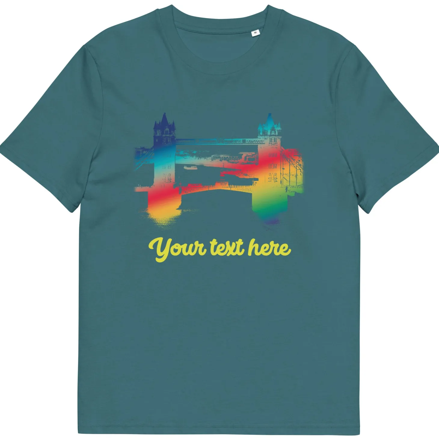 personalised_custom_text__tower_bridge_rainbow__organic_cotton_tshirt_7.webp Online Personalised Custom Text - Tower Bridge Rainbow - Organic Cotton T-Shirt Clothing | Tower Bridge Gifts