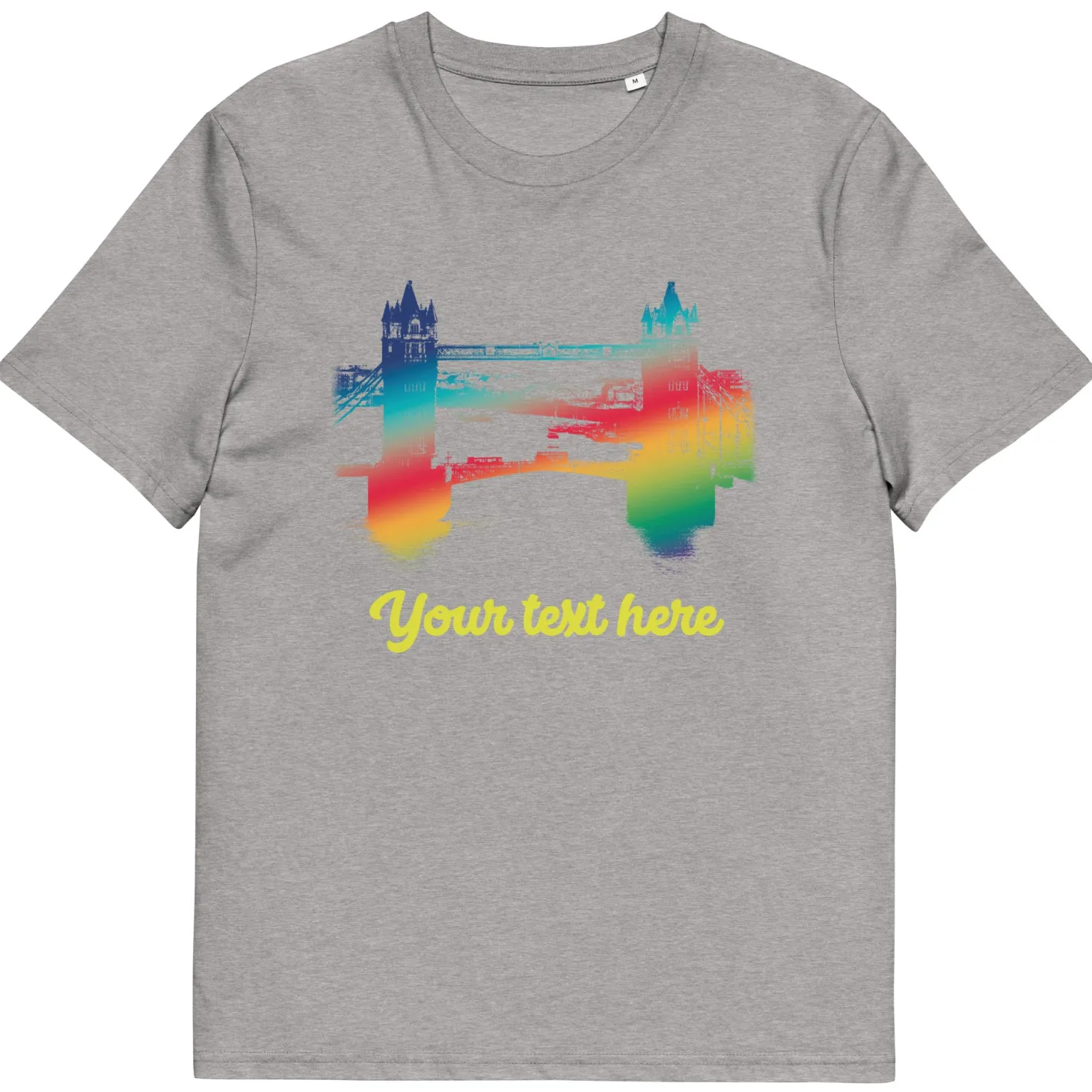 personalised_custom_text__tower_bridge_rainbow__organic_cotton_tshirt_8.webp Online Personalised Custom Text - Tower Bridge Rainbow - Organic Cotton T-Shirt Clothing | Tower Bridge Gifts