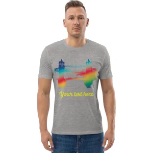Online Personalised Custom Text - Tower Bridge Rainbow - Organic Cotton T-Shirt Clothing | Tower Bridge Gifts