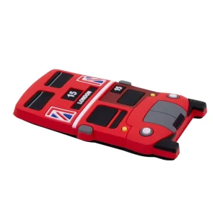 Hot Red Bus Rubber Magnet- Front Magnets | Fridge Magnets