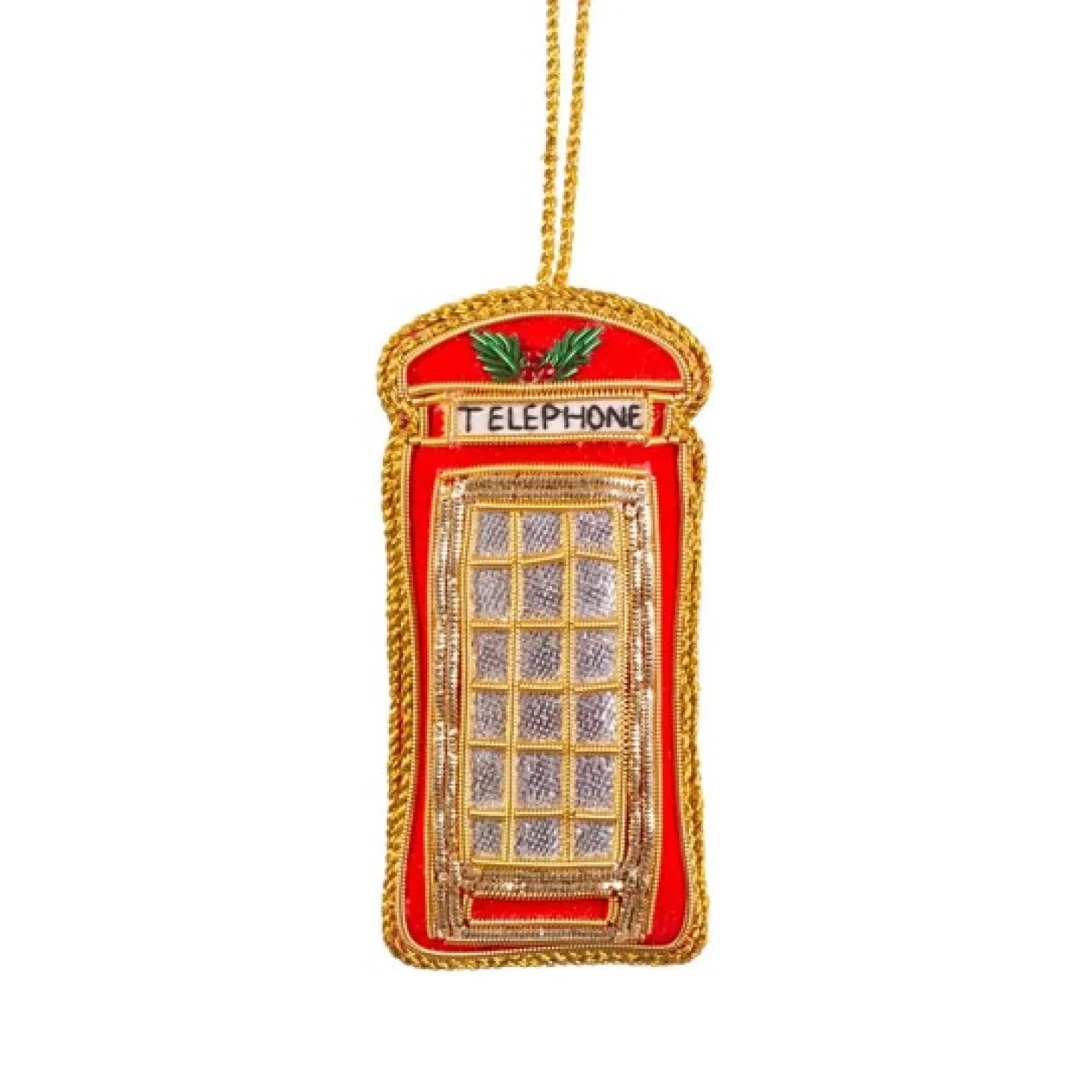 Discount Sass & Belle London Telephone Box Embroidered Christmas Decoration Christmas Decorations | Christmas Decorations