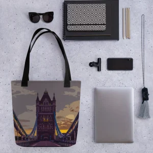 Store Tower Bridge at Dawn - All Over Print - Tote Bag Bags | Tower Bridge Gifts