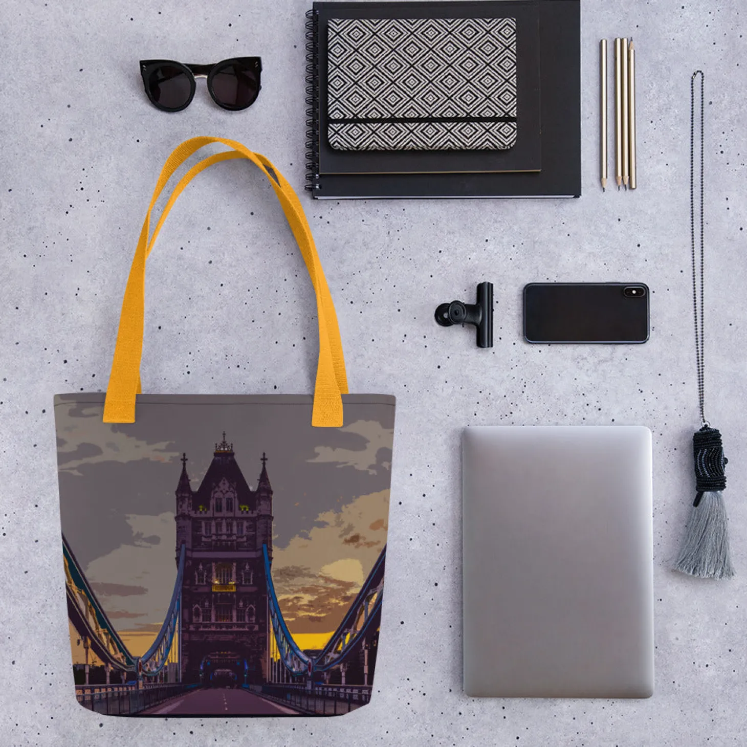 tower_bridge_at_dawn__all_over_print__tote_bag_5.webp Store Tower Bridge at Dawn - All Over Print - Tote Bag Bags | Tower Bridge Gifts