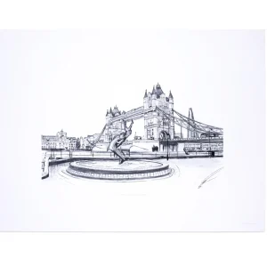 Flash Sale Tower Bridge Dolphin Fountain Print Prints & Posters | Tower Bridge Gifts
