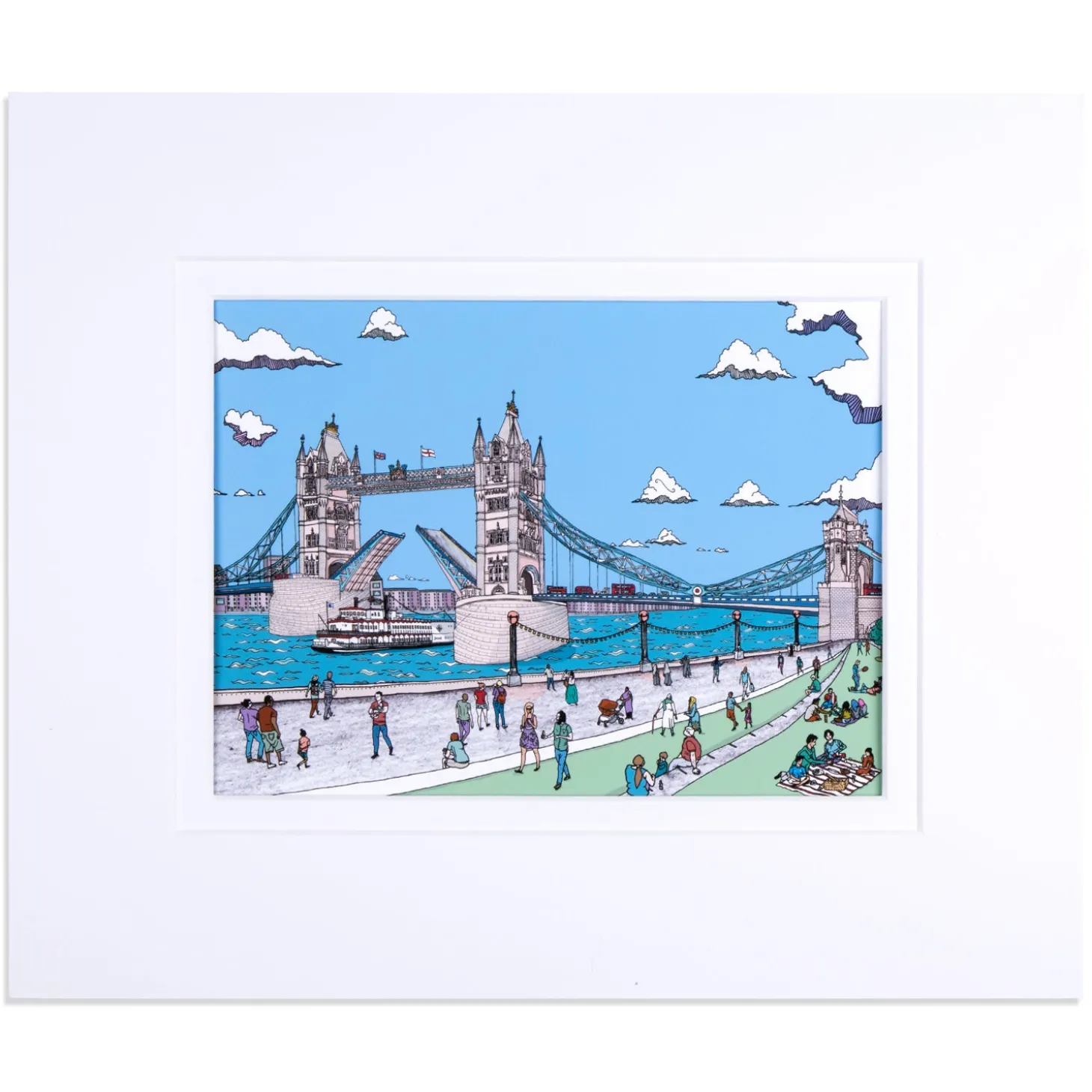 tower_bridge_illustration_mounted_print_0.webp Cheap Tower Bridge Illustration Mounted Print Prints & Posters | Tower Bridge Gifts