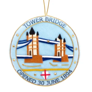 New Tower Bridge Medallion Stitched Christmas Decoration - Blue Christmas Decorations | Christmas Decorations